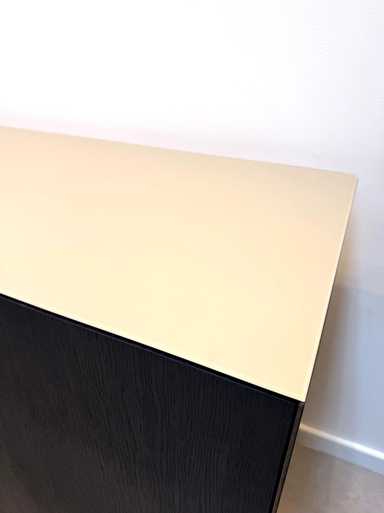 Image 1 of Contemporary Wooden Sideboard with Glass Top