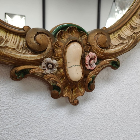 Image 1 of Miroir rond vintage baroque, brocante, rococo, miroir de cheminée