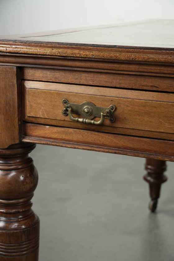 Image 1 of Escritorio/mesa auxiliar inglés antiguo original con ruedas del siglo XIX.
