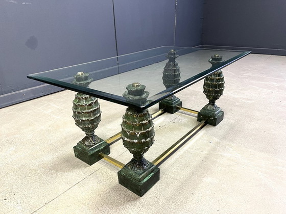 Image 1 of Mesa de centro de piña de latón, década de 1970