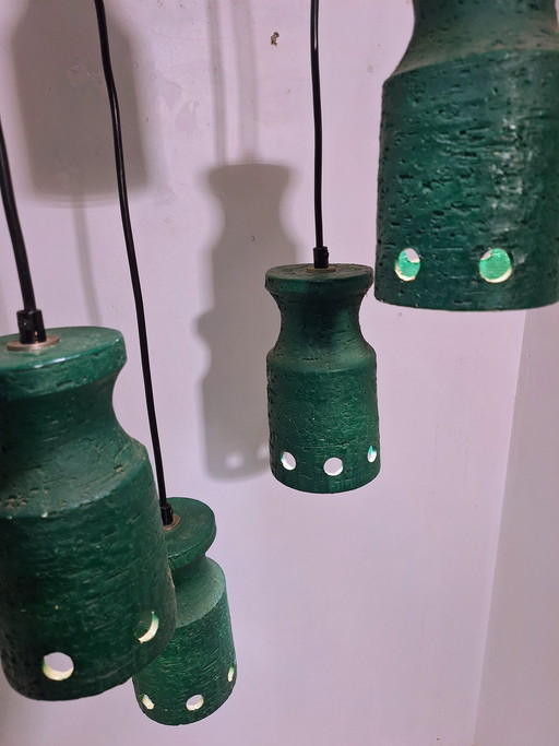 Lampada a sospensione in ceramica in stile brutalista anni '60/'70