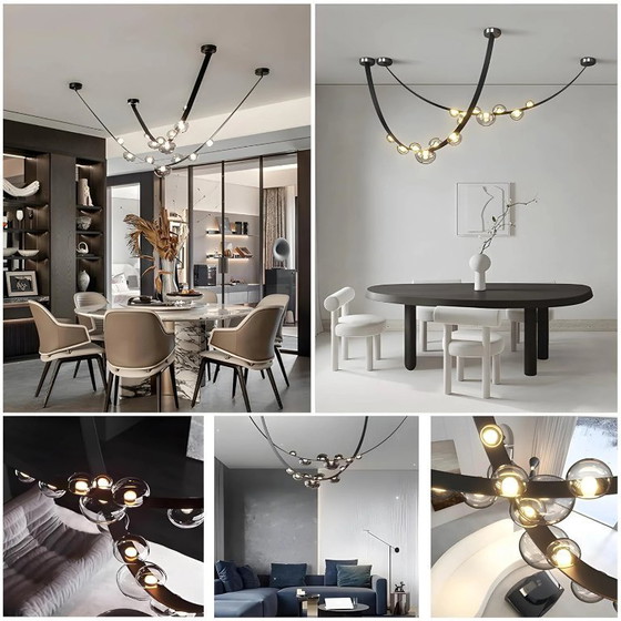 Image 1 of Dekorativer LED-Kronleuchter aus Kunstleder mit minimalistischem Design (2 Gürtel)