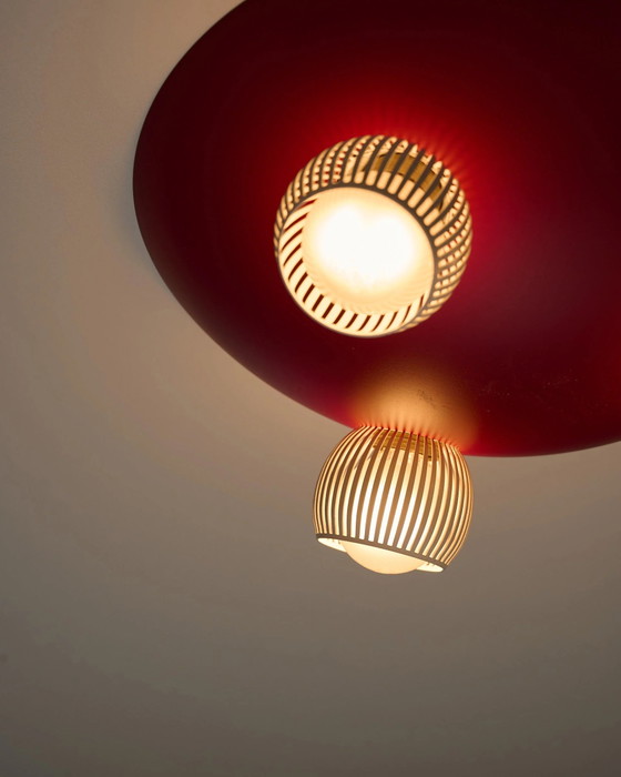 Space Age Flush Mount Ceiling Light, Metal, White (photo 5 of 7)