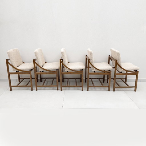 Set van vijf Vittorio Rossi eetkamerstoelen voor Lorenzon Italia, jaren 60.