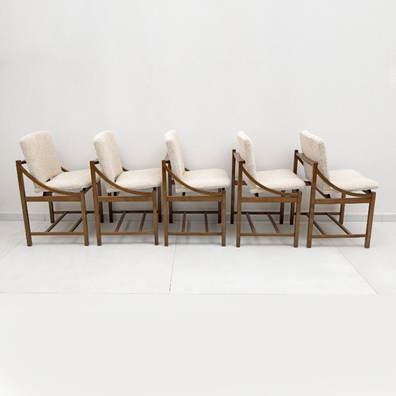 Image 1 of Set van vijf Vittorio Rossi eetkamerstoelen voor Lorenzon Italia, jaren 60.