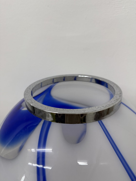 Image 1 of Mid-Century Large Glass Table Lamp with Blue Swirl, 1970s Italy