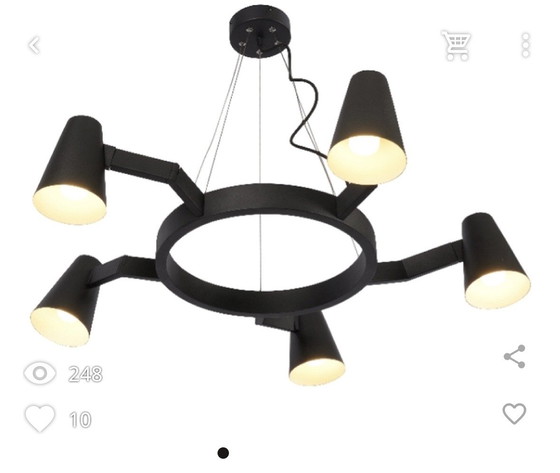 Image 1 of Si tratta del lampadario RoMi Biarritz a 5 bracci - Nero opaco