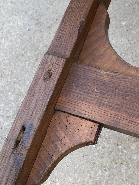 Image 1 of antique folding round winemaker's target table with tilting top