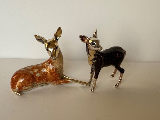 Cerf en argent massif et émail Saturno
