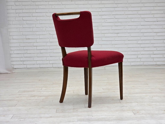 Image 1 of 1960, set van 6 Deense eetkamerstoelen van Slagelse Møbelværk, meubelwol, beukenhout.