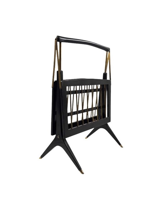 Image 1 of Zeitschriftenständer aus Messing im Mid-Century-Modern-Stil, Ico e Luisa Parisi, Italien, 1950