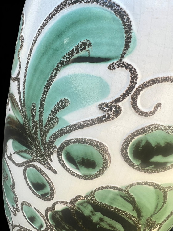 Image 1 of Scheurich Mod.284-53 - large vintage floor vase with deer motif, ceramic, 60s/70s
