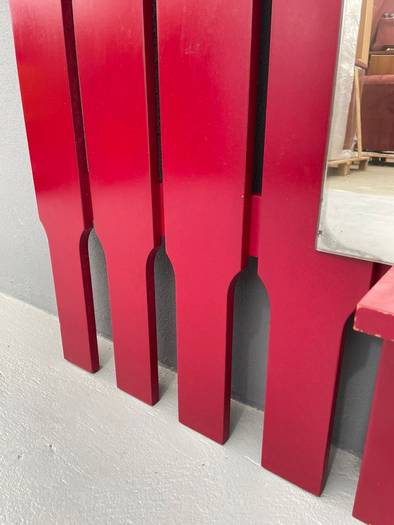 Image 1 of Vintage wandkapstok met spiegel en lade, jaren 1960, Tsjecho-Slowakije