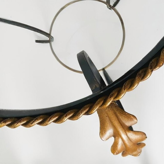 Image 1 of Tavolino da giardino vintage in ferro battuto e vetro, stile Hollywood Regency, acanto, anni '60