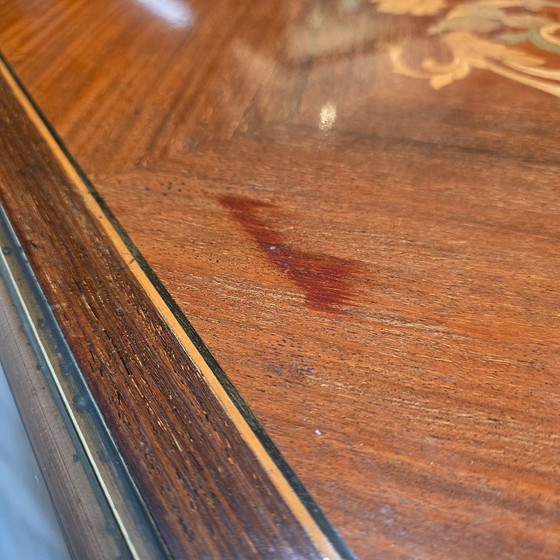 Image 1 of Table de jeu française de style Louis XV avec marqueterie, années 1960