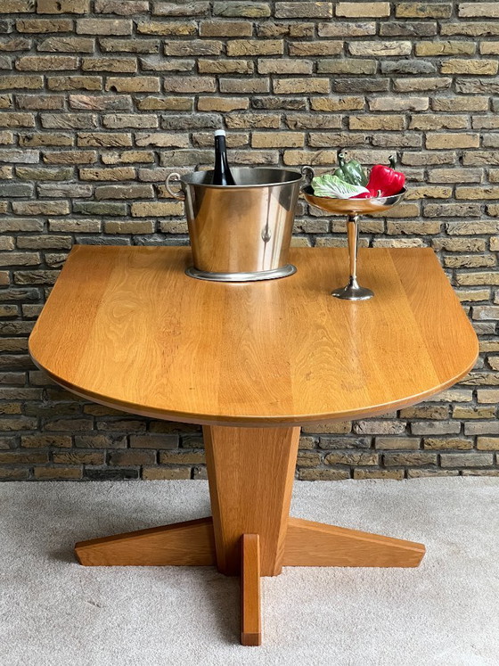 Image 1 of Danish oak dining table - Vintage Scandinavian design - drop-leaf