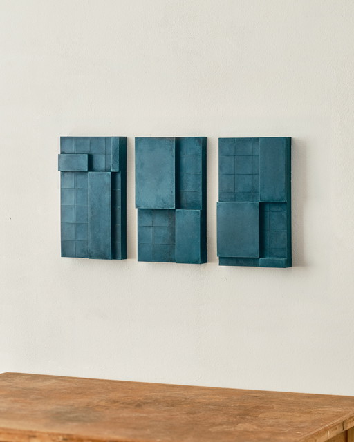 Ensemble de 3 objets muraux brutalistes