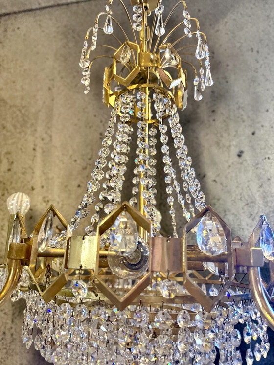 Zeer bijzondere vintage kristallen kroonluchter – Gold, Crystal (photo 3 of 6)