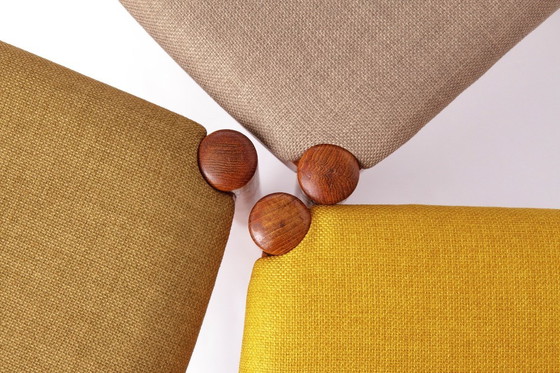 Image 1 of 6 of 12 Carl Ekström Chairs – Swedish Mid-Century Modern, Teak Dining Chairs, Newly Upholstered in Colorful Fabric, 1960s Vintag