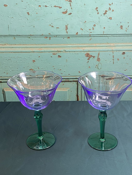 Beautiful Vintage Tulip-shaped Martini Or Cocktail Glasses