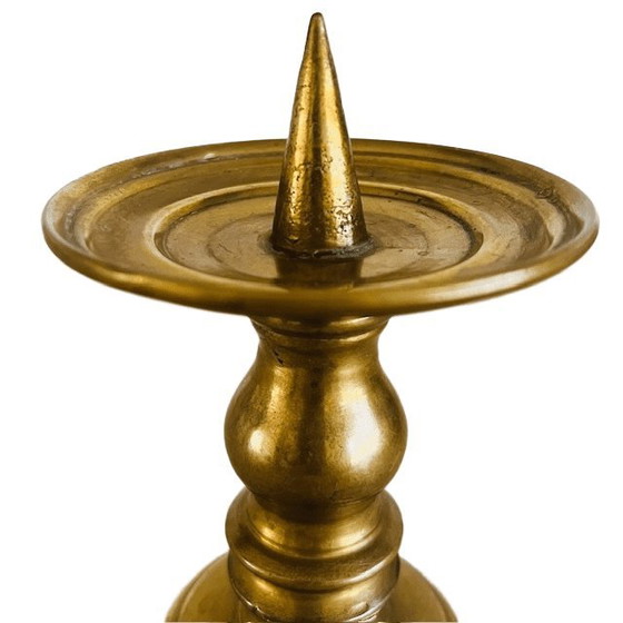 Image 1 of Chandelier ancien en laiton massif à balustre, années 1920