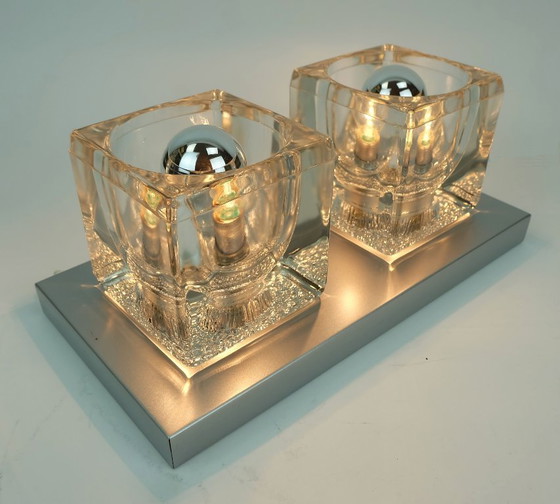 Image 1 of no. 1 of 2: vintage mid century peill & putzler SCONCE with 2 glass cubes 1960s/70s wall light