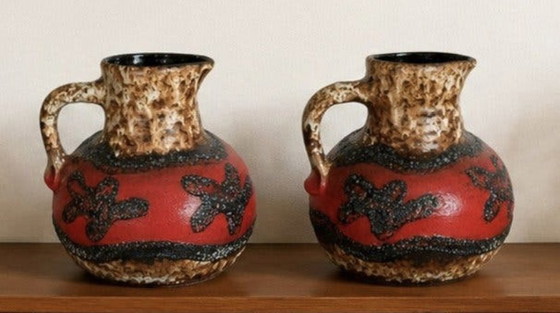 Image 1 of Vintage vases set (2 pieces) Bay 631-20 Fat Lava West Germany 1960s