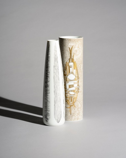 Hutschenreuther Porcelain Vase Duo Theo Baumann & Cuno Fischer MCM WGP