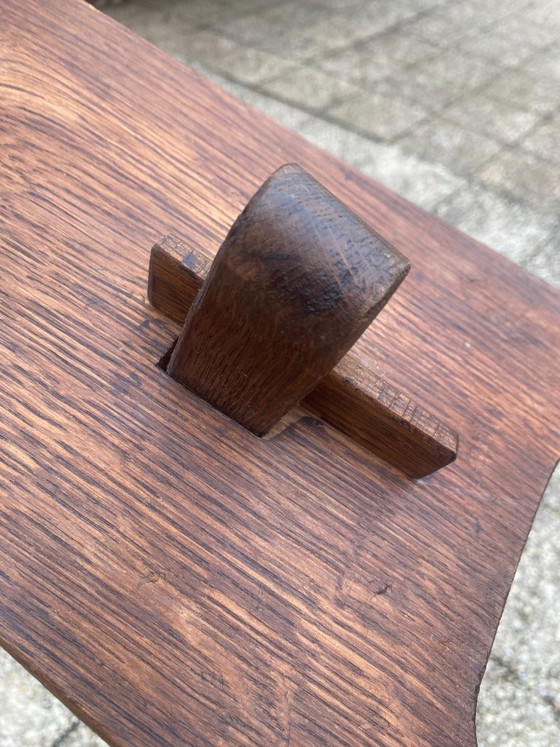 Banc de ferme en bois massif chêne 150cm pour table de ferme rustique 1950, Marron, Rustic (photo 9 sur 14)