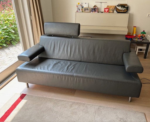 Canapé 2,5 places Cloak en cuir, modèle PACIFIC avec appui-tête, couleur anthracite