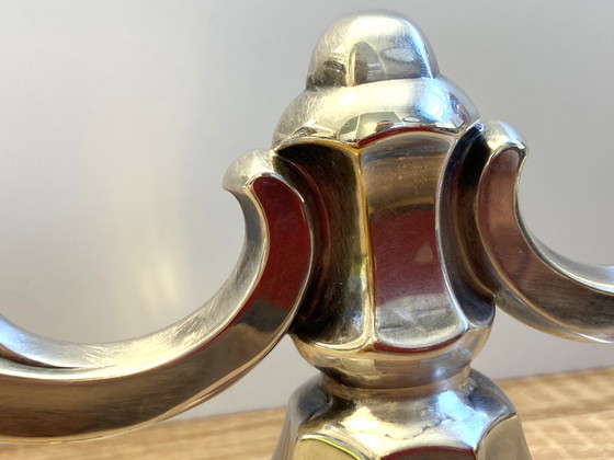 Image 1 of Alter Kerzenhalter Kerzenständer Deutschland 1930 Art Deco Wilhelm Wolff Silber beschichtet