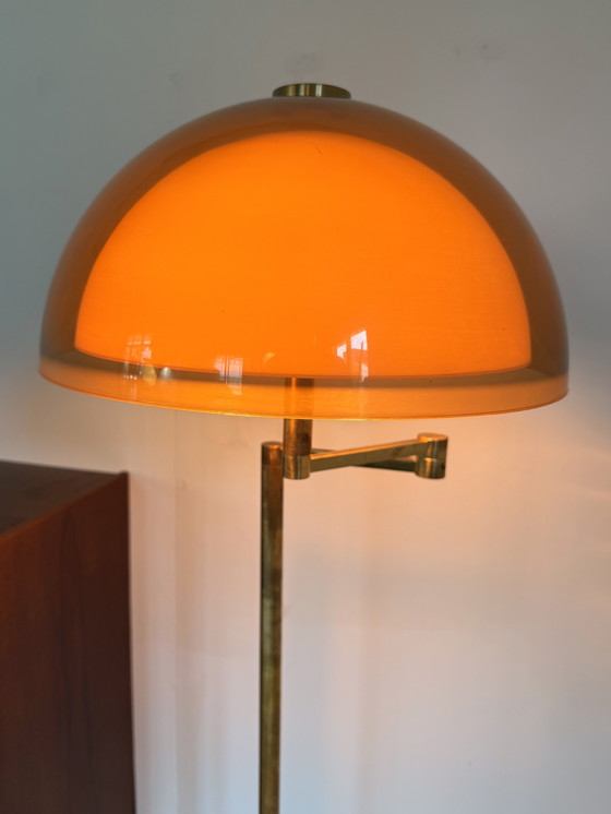 Image 1 of Lampada da terra a fungo in ottone vintage, Swisslamps anni '70