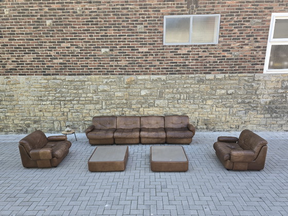 Image 1 of Canapé modulaire Vintage 60s 70s Loft Studio Fauteuil en cuir Canapé en cuir Mid Century