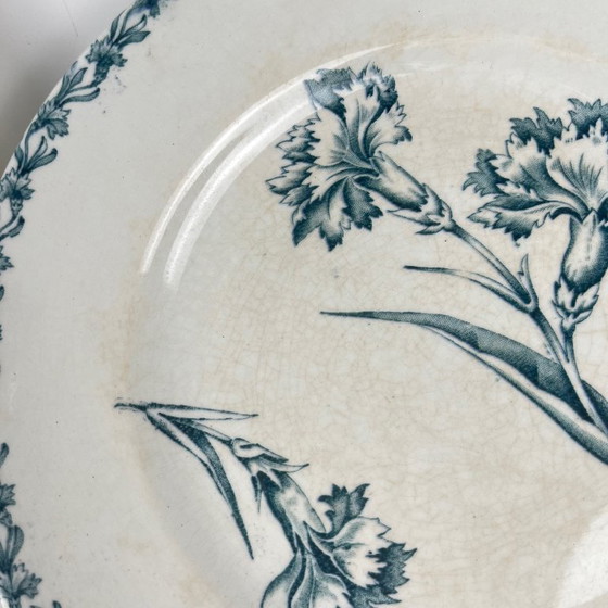 Image 1 of Set of 6 dessert plates, "Carnation" pattern, KG Lunéville, ironstone, 19th century