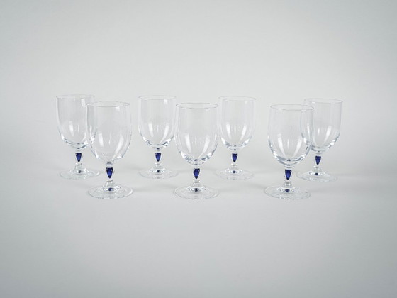 Image 1 of Servizio di bicchieri Venise Saphir, design francese, anni '70, prodotti da Cristal d'Arques