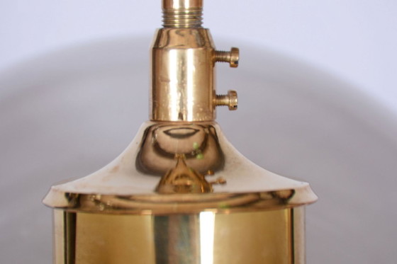 Gerestaureerde kroonluchter uit het midden van de eeuw, door Kamenický Šenov, messing, glas, Tsjechisch, (photo 8 of 11)