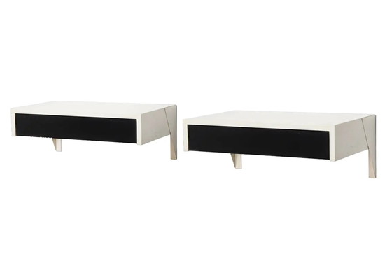 Set van twee Martin Visser DD01 Bergeijk wandplanken met lades voor Spectrum, Nederland 1956 – Wandrek, Wood (photo 6 of 6)