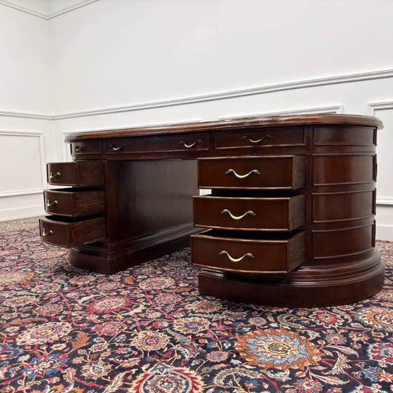 Grande Scrivania Ovale Classica Inglese – Scrivanie, Wood, Brass (photo 16 of 20)