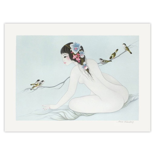 Mara TRAN-LONG Signierte Lithographie Anaïs 1987 – lithos zeefdrukken, Paper (photo 2 of 5)