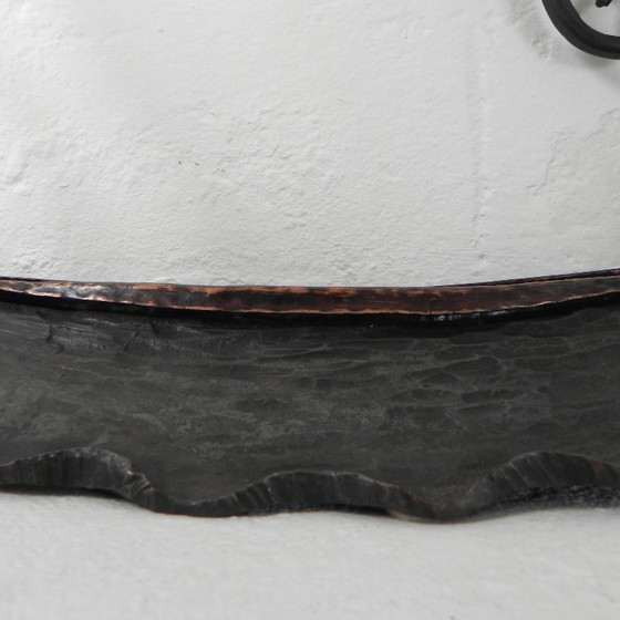 Image 1 of Art Nouveau paraplustandaard in staal en koper, handgesmeed, jaren 20