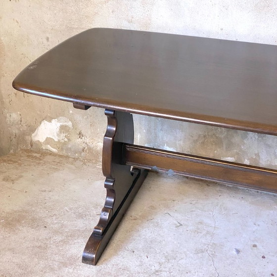 Image 1 of Rustic vintage 1960s solid elm table
