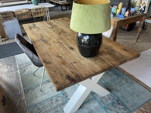 Rustic oak dining table. €795.00