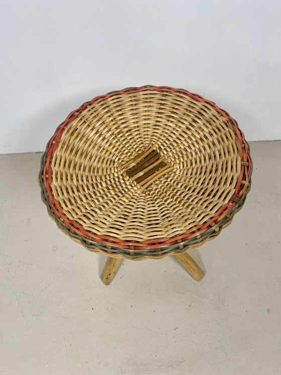 Image 1 of Rattan stool – Vintage 1970s