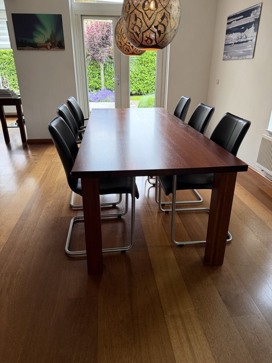 Image 1 of Massief hardhouten bloktafel 240x110 - Poten verplaatsbaar