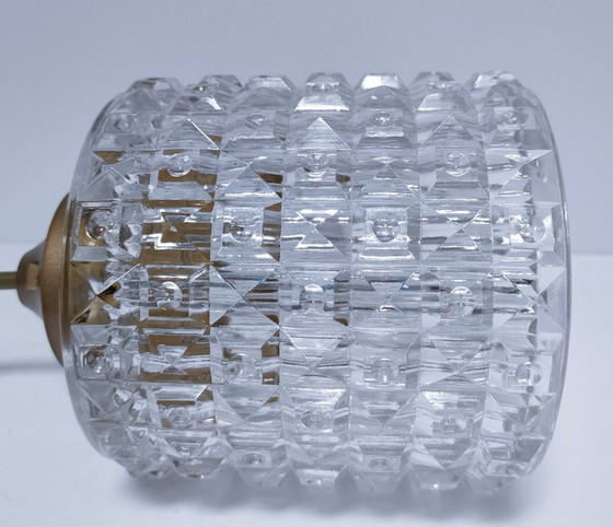 Image 1 of Semi-crystal pendant light with diamond pattern, 1960s style