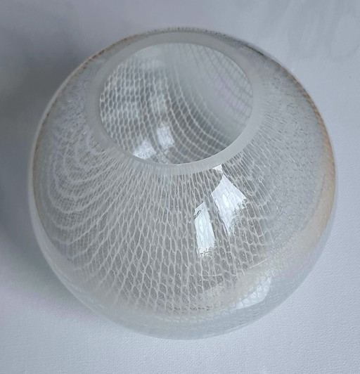 Merletto glass ball vase “Harrtil” Harrachov 1950s Metelák/Pulpitel Mid Century Top 13/14 cm – vazen (photo 2 of 5)
