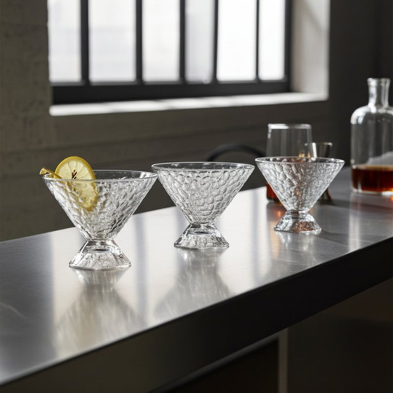 Image 1 of 6 French Frosted Vintage Ice Cream & Martini Glasses 