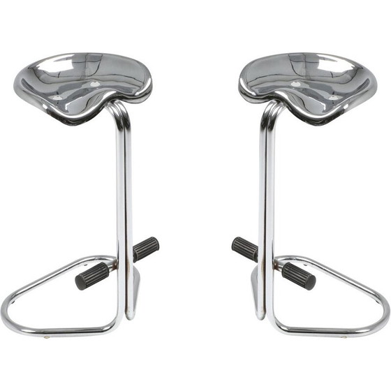 Image 1 of Pair of vintage chrome tractor stools by Rodney Kinsman for Bieffeplast 1970