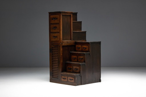 Kaidan Tansu Japanese Stair Chest, Japan, 19th Century