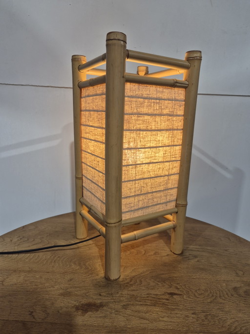 Lampe de table Tarogo vintage de style Japandi en bambou – tafellampen, Bamboo, Canvas
